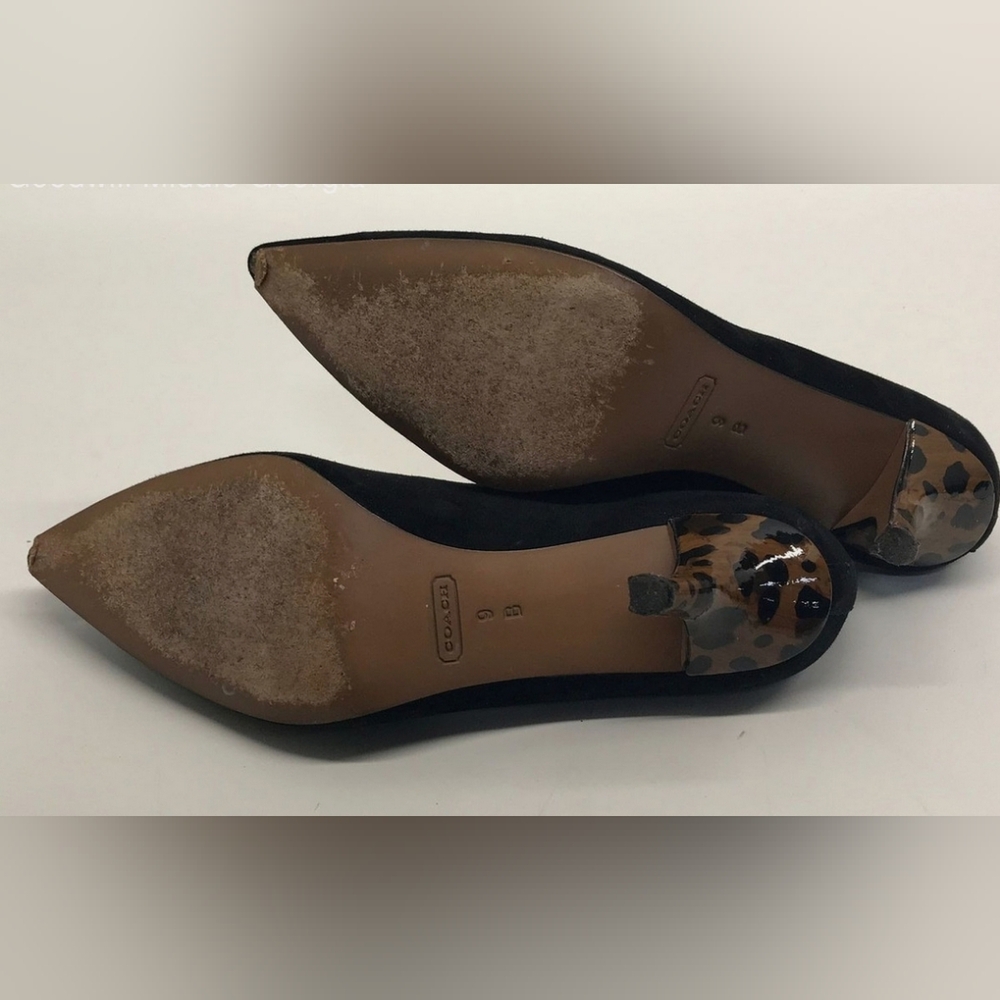 Coach Designer Zoee Suede Black ANIMAL Print Pump Heels Size 9B - Picture 9 of 9